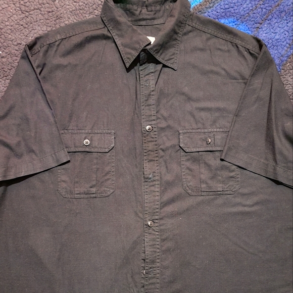 Merona 2XL black short sleeve button down shirt - Picture 1 of 3